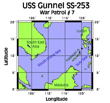 USS Gunnel War Patrol #7 - Area Covered