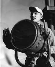 Charles E. Napier at signal lamp