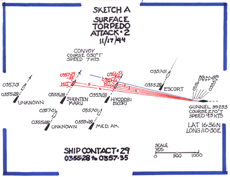 Sketch A - Part 2 of Surface Torpedo Attack # 2 November 17, 1944